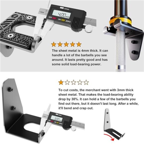Single Olympic Barbell Hanger,Garage Gym Bar Wall Rack,Vertical Barbell Mount - Picture 2 of 7
